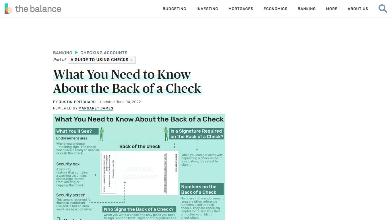 What You Need to Know About the Back of a Check - The Balance