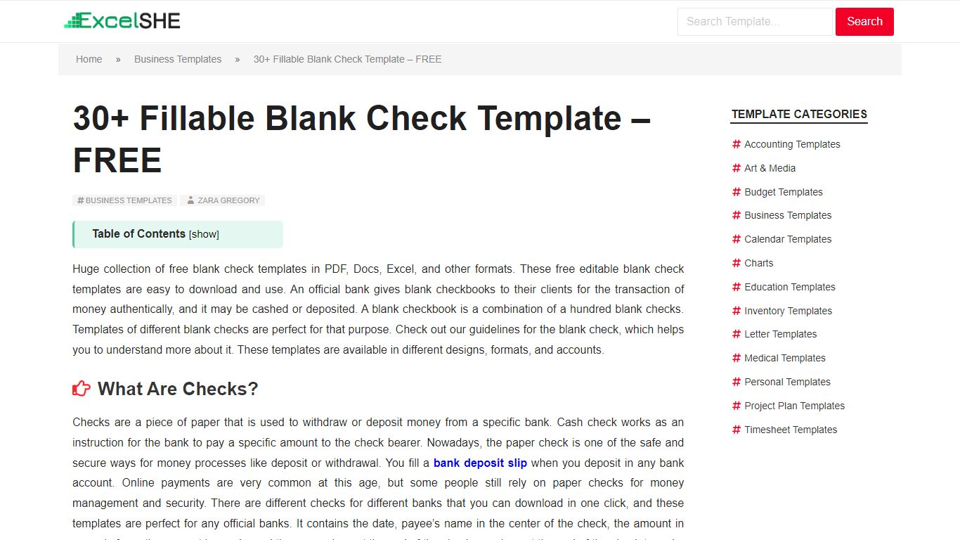 35+ Fillable Blank Check Templates - FREE (PDF, Word, Excel) » ExcelSHE
