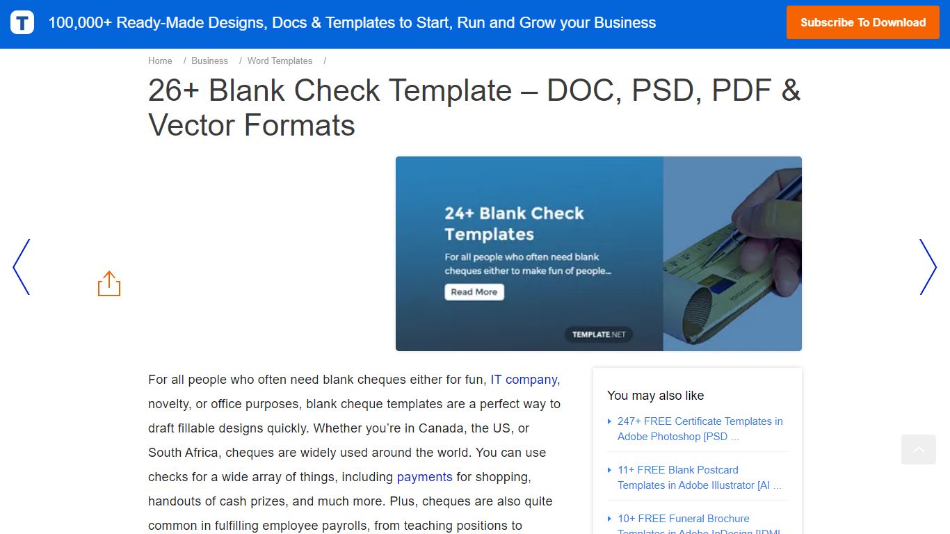26+ Blank Check Template – DOC, PSD, PDF & Vector Formats